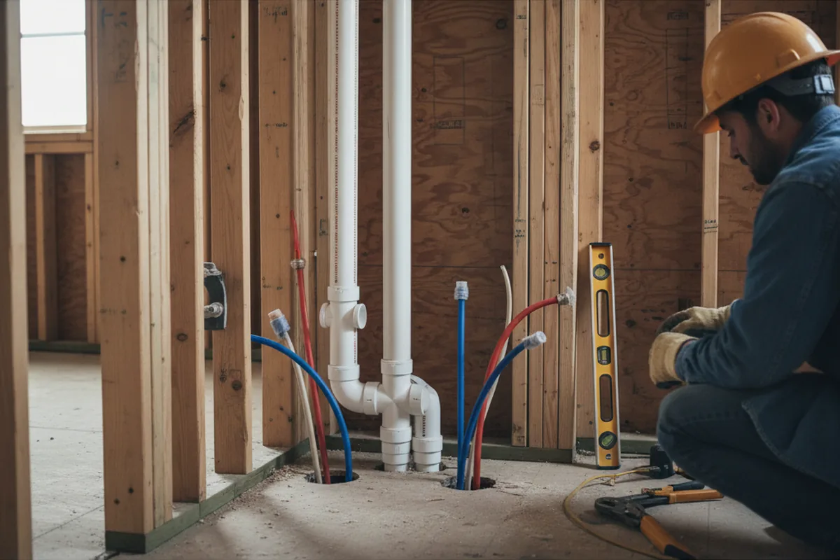 Drain and supply rough-in during Drain Cleaning in Encinitas