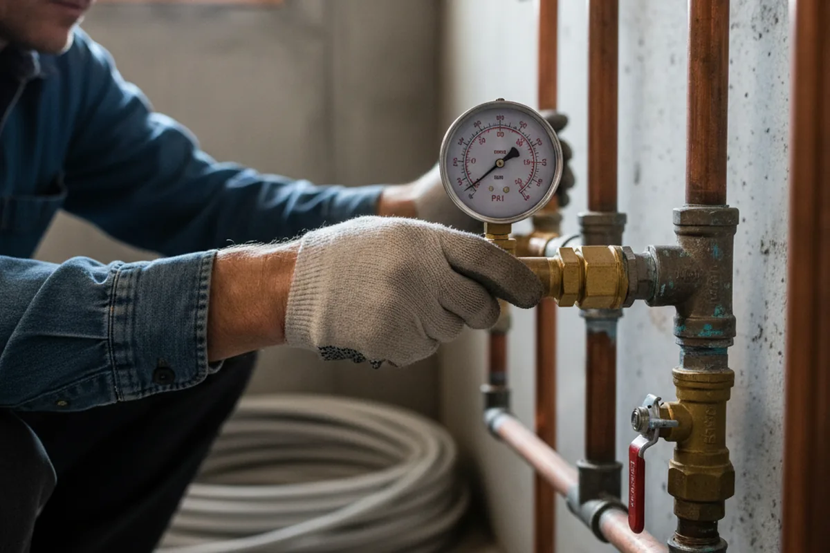 Pressure testing a repaired line during Water Line Repair in Encinitas